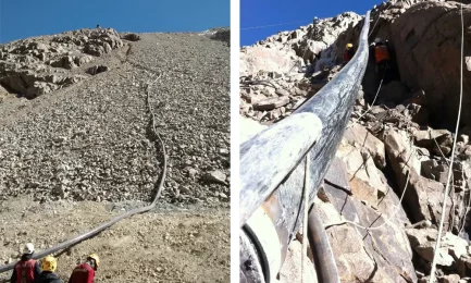 Pipe installation on a mountain