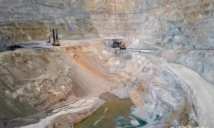 Transportation of water with solids from an open cast mine