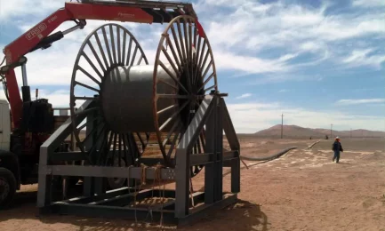 Water line feed from wells to mine
