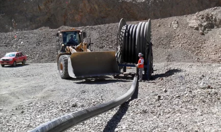 Water line feed from wells to mine