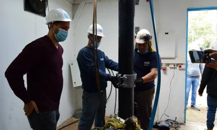 Installation of a Borehole with Pipe in Sections for Reduced Space.